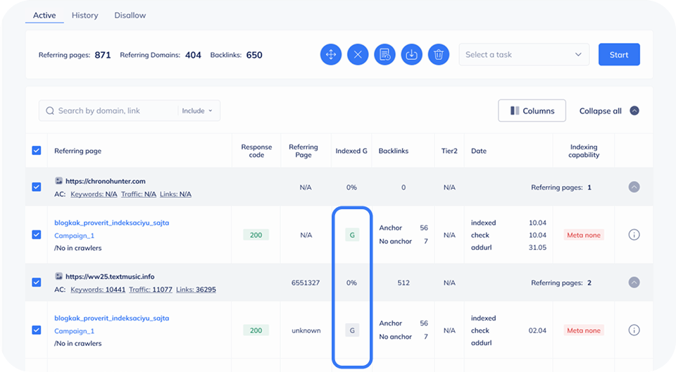Проверка индексации страниц